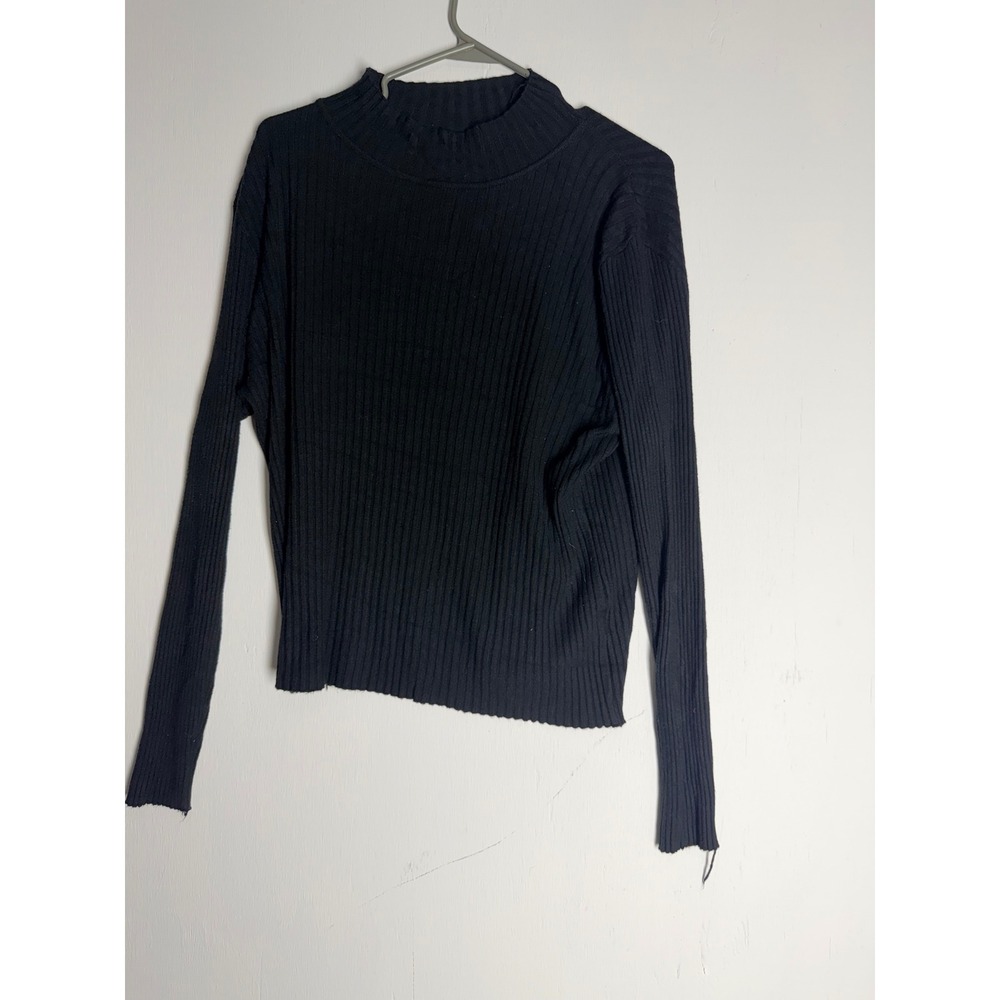 Talent Black Ribbed Mock Neck Long Sleeve Top Womens Plus Size 3XL Stretch Knit